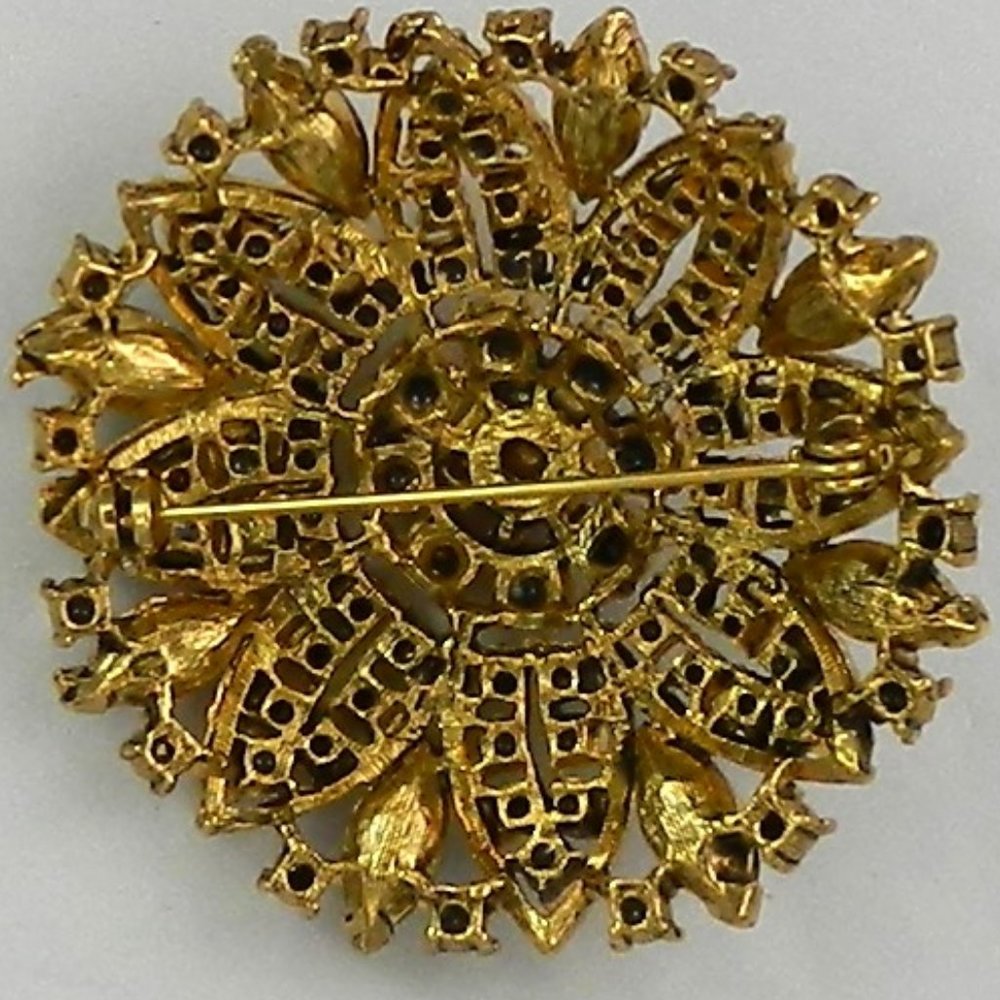 Beautiful Fall Colors Crystal Rhinestone Brooch Unsigned - Picture 5 of 6